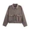 Para Exportación Transfronteriza Spot 2025 Otoño Nueva Chaqueta de Mujer Estilo Europeo y Americano Textura de Gamuza Chaqueta de Mujer
