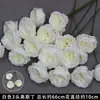 Rosas de Creme Simuladas de 3 Cabeças, Decoração de Fundo para Casamento, Arranjo de Flores para Guia de Estrada, Flores de Seda Estilo Europeu para Casamento, Flores Artificiais