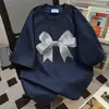 Camiseta de Manga Corta con Estampado de Lazo, Estilo Nuevo de Verano para Mujer, Estilo Casual Perezoso, Top Oversize Holgado de Marca Trendy Ins