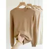 Nuevo Suéter de Cachemira para Mujer Otoño/Invierno 2026, Cachemira Pura de Cabra, Manga Larga, Cuello Redondo, Top Versátil, Suéter de Punto Cálido, Engrosado