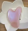 Massageador Rolo Quartzo Rosa em Formato de Coração Cristal Rosa Raspador em Formato de Coração Placa de Beleza Facial Massageador Rolo de Cabeça Dupla