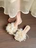 Novas Sandálias de Salto Grosso Estilo Chinês para Mulheres, Moda Verão 2026 Novas Chinelos Planos Florais