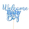 Nueva Bandera Grande de Papel Rosa Azul con Purpurina para Fiesta de Niño Niña Bebé Decoración de Pastel Suministros