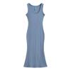 Vestido de verano alto y sexy para chica, nuevo, con cola de pez, ajustado, sin mangas, con escote en U y base midi