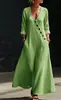 Vestido Largo de Vacaciones de Estilo Europeo y Americano, Holgado, con Cuello en V, Abotonado, con Caída, Línea A, para Mujer, TikTok Transfronterizo Primavera/Verano 2026