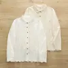 Colección Otoño 2026: Camisa Bordada Artística de Manga Larga Estilo Japonés para Mujer, Top Jacquard Casual con Adorno de Encaje al por Mayor