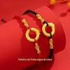 Pulseira Fivela Ping An Cobra Espiritual Cor Dourada Cobra do Zodíaco Corda de Mão para Casal Estilo Chinês Tendência Nacional Pulseira de Corda Vermelha