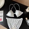 Triángulo Francés Copas Delanteras Hebilla Satinado Alto Sentido de Lujo Pecho Pequeño Push-up Ropa Interior Traje de Mujer Lujo Ligero Sexy Cómodo Amigable con la Piel