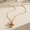 Collar de cruz geométrica de resina vintage europeo y americano, cadena para la clavícula retro de alta gama transfronteriza, joyería personalizada de nicho para mujer