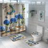 Cortina de Ducha Lista para Usar Planta Flor Mariposa Flor Cortina de Baño Impresión Digital Poliéster Impermeable Cortina de Ducha Juego de Cuatro Piezas