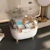 Caja de almacenamiento de lápiz labial a prueba de polvo, caja de escritorio para cosméticos, con tapa, estilo Ins avanzado, estante de almacenamiento de lápiz labial con esmalte de labios