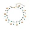 Pulseira de Tornozeleira com Franjas e Bordas Onduladas Azul Zircônia Strass Corrente Estilo Férias Nicho Luxo Acessível Venda Quente Transfronteiriça Europeia e Americana