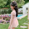 Traje de Baño Familiar al por Mayor Estilo Coreano Falda con Lazo Rosa Enterizo Falda de Princesa para Niños Pequeños y Medianos Trajes de Baño Madre e Hija