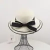 Sombrero de Playa con Lazo Dulce, Sombrero de Paja con Visera para Mujer, Elegante y Moderno Sombrero de Sol de Ala Ancha, Sombrero para Protección Solar al Aire Libre