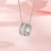 Collar con Colgante de Plata de Ley S925 para Mujer, Cadena para Clavícula de Cilindro de Encaje, Estilo Lujo Ligero, Moda de Alta Sociedad, Mismo Estilo que en Xiaohongshu