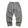 Pantalones casuales de lana gruesa a cuadros rectos con forro de polar talla grande estilo chino K98