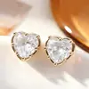Pendientes de Tachuela Corazón Rojo Vino Retro de Lujo Ligero con Circonita para Mujer, Sensación de Alta Gama, Pendientes de Tachuela Corazón Engastados con Garras, Accesorios de Pendientes de Temperamento Dulce