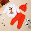 Conjunto de Tres Piezas de Algodón Unisex para Bebés y Niños Pequeños, Manga Larga, Pantalón Largo y Gorro, para Primavera y Otoño, con Número y Letras