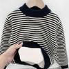 Ropa para Niños al Mayoreo Suéter para Niños Otoño e Invierno 22 Nuevo Jersey de Una Pieza Aterciopelado a Rayas de Punto para Fondo