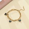 Pulsera transfronteriza de acero de titanio de doble cadena con placa negra, pulsera de accesorios avanzados que no se decoloran, fabricantes de Yiwu al por mayor