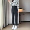 Pantalones de traje rectos color marrón Maillard para mujer, otoño e invierno, nuevos, de cintura alta, casuales, de lana, tipo tubo, con forro polar, adelgazantes, cropped