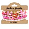 Pulseira de estilo de férias transfronteiriça europeia e americana, contas de arroz, pulseira elástica com contas, joias femininas, bandeira do amor, acessórios Yiwu