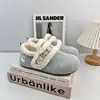 Sapatos Birkenstock Femininos de Camurça Modernos Outono e Inverno Sapatos Peludos Quentes Desenho Animado Sapatos Casuais de Algodão para Bebê Flats Sola Macia