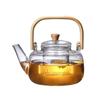 Tetera de vidrio borosilicato con asa de bambú y pico, para uso doméstico, gran capacidad, tetera de té kung fu