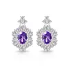Brilho ao vivo venda quente brincos de imitação de gema colorida prata S925 brincos de tarraxa cor de ovo de pombo brincos de imitação de luxo formato de ovo Moissanite joias