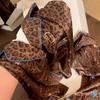 Pijama Feminino Maillard Retro Estampa de Leopardo Seda Gelada Manga Longa Calça Conjunto de Roupa para Casa Celebridade da Internet Primavera e Outono