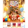 Decoración de Escena para Cumpleaños Feliz con Lluvia de Globos y Cascada para Niño de 3 Años, Fiesta en Casa para Bebé Niña de 2 Años, Tela Colgante
