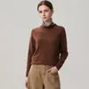 Suéter de cachemira con diseño de dos piezas falso, de manga larga, para mujer, con bordes enrollados, cuello alto, estilo jersey, perfecto para usar en capas en otoño e invierno, y con una sensación agradable para la piel