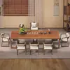 Conjunto de mesa de chá e bandeja de chá em madeira maciça, uma combinação completa de mesa de chá e cadeiras, novo modelo 2026, de alta qualidade para uso doméstico, mesa de chá de tamanho grande, estilo de luxo leve, feito de madeira natural