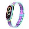 Adecuado para Correa Xiaomi Mi Band 8, Pulsera Estilo Hebilla de Eslabones de Bambú de Acero Inoxidable, Caja de Metal, Correa Xiaomi Mi Band 7