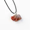 Colgante de Cristal Tallado Transfronterizo, Piedra de Ágata Natural Finamente Tallada Ojo de Tigre Animal Elefante Vintage Artístico Collar Joyería