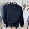 Suéter de Cuello Alto con Media Cremallera Estilo Coreano para Mujer en Otoño e Invierno Estilo Nuevo Simple y de Gama Alta Holgado Estilo Perezoso Prenda Exterior de Punto