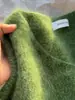 Suéter de Punto Verde con Cuello en V Estilo Coreano para Mujer, Engrosado para Otoño e Invierno, Estilo Perezoso, Suéter Holgado y Suave, Top Único y Súper Elegante