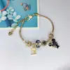 Pulsera Elegante de Aleación Galvanizada con Broche de Langosta y Trébol de Cuatro Hojas para Mujer, Más Vendida en el Sudeste Asiático, Joyería de Dibujos Animados en Stock, Hecha a Mano