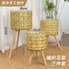 Cesta de Flores Mimbre Creativa Soporte de Flores para Balcón de Pie Madera Alto Tejido Soporte para Macetas Planta Verde Dormitorio Sala de Estar Soporte de Flores