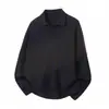 Ropa de Hombre Mu Qiu Otoño/Invierno 2026 Cuello de Gaviota Manga Larga Tejido para Hombre Commute Holgado Old Money Capa Base Camisa POLO