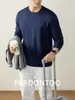 Camiseta de Manga Larga para Hombre de Modal Seda de Hielo Sensación de Nube Algodón Color Liso Delgado Primavera/Otoño Top Simple de Lujo Ligero 2026