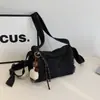 Bolsa Jeans com Diamantes Feminina Outono e Inverno Nova Estilo Coreano Casual para o Dia a Dia Versátil Ombro Transversal Bolsa Almofada Transfronteiriça