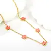 Collar Transfronterizo Japonés y Coreano de Acero Inoxidable para Mujer Dorado Dulce y Suave Diseño de Flor de Cerezo Cadena para Clavícula Collar de Comercio Exterior para Mujer