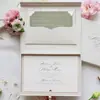 Caixa de Presente de Veludo de Luxo com Estampagem Prateada, Convite de Casamento com Borla, Caixa de Embalagem de Veludo, Nicho e Premium