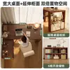 Escritorio Doble de Madera Maciza Mesa de Estudio para Adultos en Casa Mesa Larga para Dormitorio Armario de Almacenamiento Mesa de Ordenador Retráctil Integrada