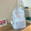 Mochila Escolar Transparente Estilo Coreano Nova para Mulheres, Estilo Universitário, Alto Valor Estético, Estilo Ins, Moderna, Mochila Estudante de Grande Capacidade