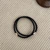 Paquete de dos anillos para el cabello de estilo coreano, sencillos, con cuentas doradas pequeñas y elegantes, de goma y tendón, para mujer, con cuerda para el cabello, elásticos, finos y sencillos.