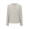 Nueva Camiseta de Hombre Otoño 2026, Estilo Old Money Retro Americano Cuello Henley Casual Manga Larga, Camiseta Básica para Hombre