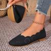 Zapatos de Mujer Retro Huecos de Pétalo Zapatos de Barco Transpirables de Piel de Vaca de Suela Poco Profunda Suave Sandalias Cómodas para Mujer