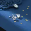Pendientes Pequeños de Estrella y Luna de Plata Pura S999 para Mujer, Pendientes Versátiles de Circonita Imitación Perla Simples y Lujosos, Accesorios para Orejas de Estrella y Luna